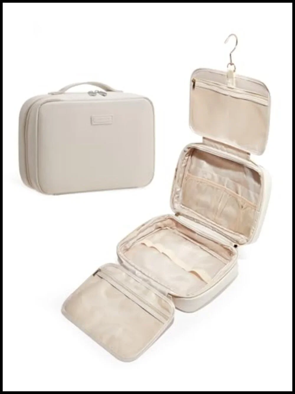 PU Leather Toiletry Bag with Hanging Hook, Travel Makeup Organizer, 4